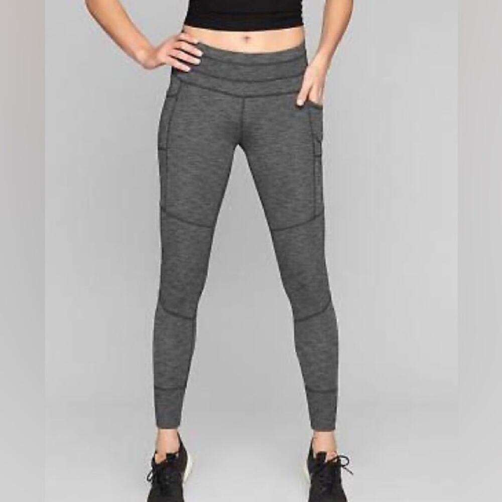 Athleta Excursion Heathered Grey Side Pocket Leggings Size XS